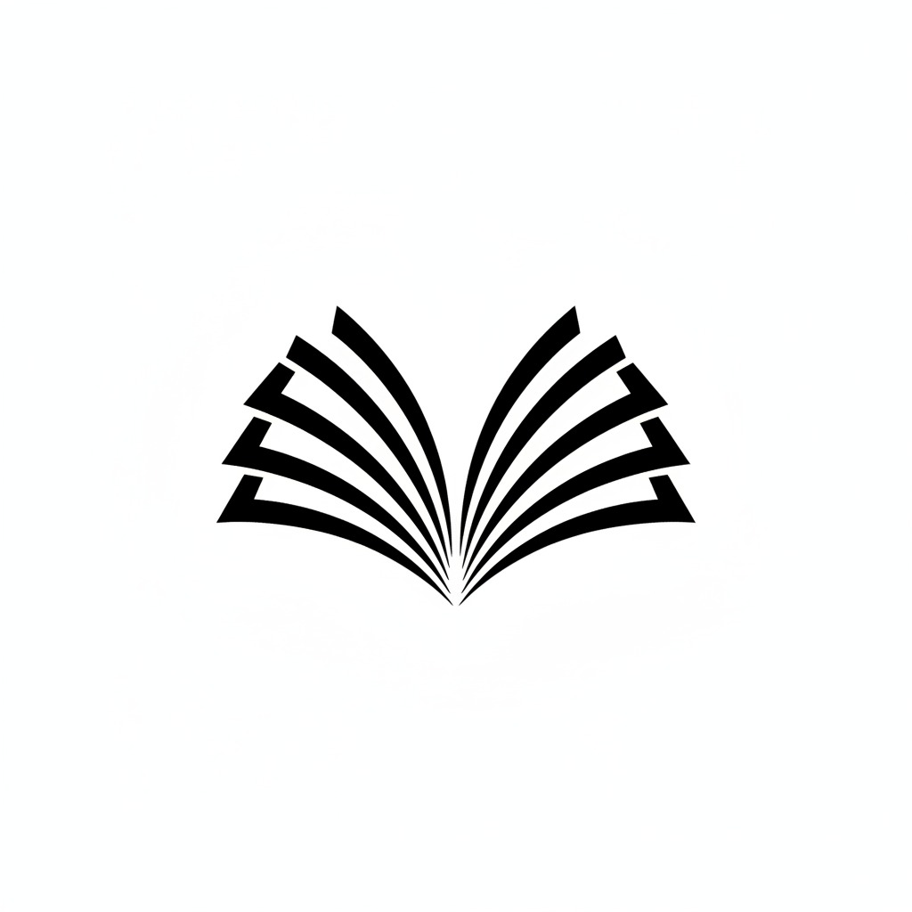 Un logo nero stilizzato che raffigura un libro aperto con pagine ricurve su sfondo bianco.